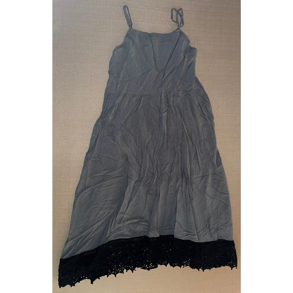 Intimately Free People Dress Women's Size XS Grey Flowy Black Crochet Trim EUC